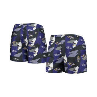 Men's Purple and Black Baltimore Ravens Geo Print Swim Trunks