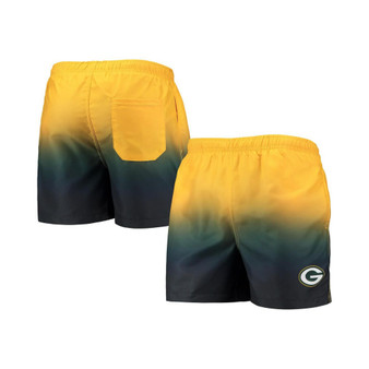 Men's Gold, Green Green Bay Packers Dip-Dye Swim Shorts