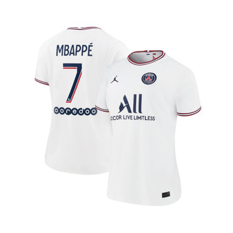Women's Brand Kylian Mbappe White Paris Saint-Germain 2021/22 Fourth Replica Jersey