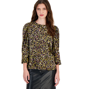 Women's Multi-Print Scoop-Neck Puff-Shoulder Blouse, Created for Macy's