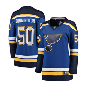 Women's Plus Size Jordan Binnington Royal St. Louis Blues Home Premier Breakaway Player Jersey