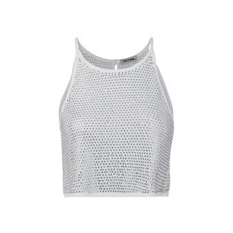 Women's Crew Neck Embellished Crop Top