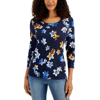 Petite Cloudy Garden Printed Top, Created for Macy's