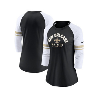 Women's Black New Orleans Saints Fashion 3/4-Sleeve Raglan T-shirt