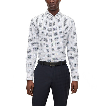 Men's Printed Stretch Jersey Slim-Fit Dress Shirt