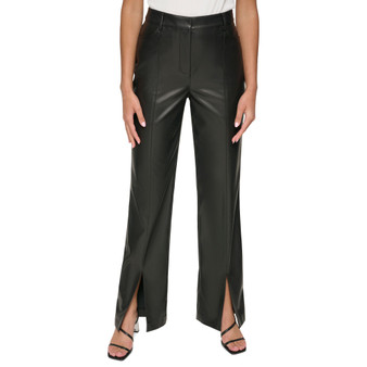 Women's Faux Leather Split-Hem Pants
