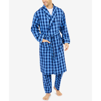 Men's Buffalo Plaid Shawl-Collar Cotton Robe