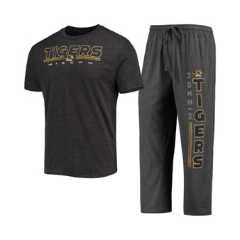 Men's Heathered Charcoal, Black Missouri Tigers Meter T-shirt and Pants Sleep Set