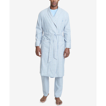 Men's Windowpane Plaid Cotton Robe