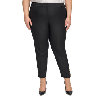 Plus Size Mid Rise Straight-Fit Slim Ankle Pants