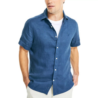 Men's Classic-Fit Solid Linen Short-Sleeve Shirt