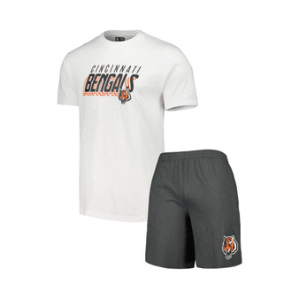 Men's Charcoal, White Cincinnati Bengals Downfield T-shirt and Shorts Sleep Set