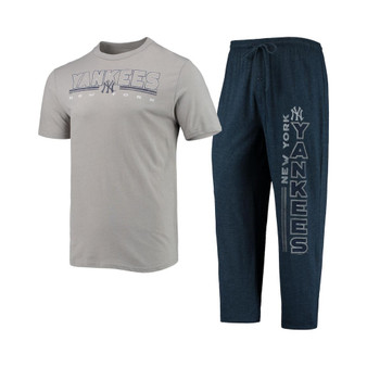 Men's Navy and Gray New York Yankees Meter T-Shirt and Pants Sleep Set