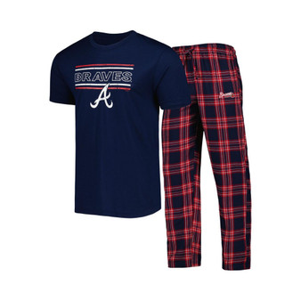 Men's Navy, Red Atlanta Braves Badge T-shirt and Pants Sleep Set