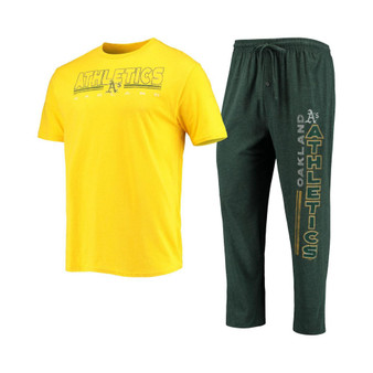 Men's Green, Gold Oakland Athletics Meter T-shirt and Pants Sleep Set