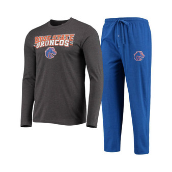 Men's Royal and Heathered Charcoal Boise State Broncos Meter Long Sleeve T-shirt and Pants Sleep Set