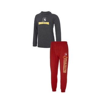 Men's Cardinal, Charcoal USC Trojans Meter Pullover Hoodie and Joggers Sleep Set
