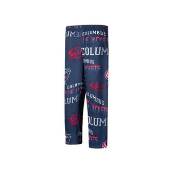 Men's Navy Columbus Blue Jackets Windfall Allover Microfleece Pajama Pants