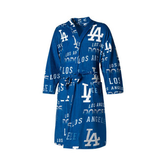 Men's Royal Los Angeles Dodgers Windfall Microfleece Allover Robe