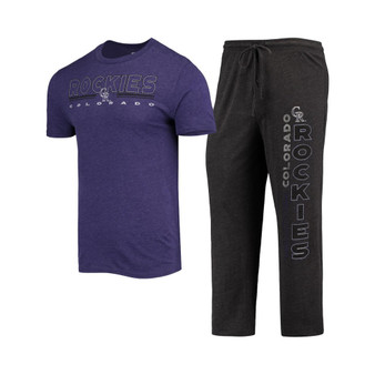 Men's Purple, Black Colorado Rockies Meter T-shirt and Pants Sleep Set