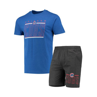 Men's Charcoal, Royal Chicago Cubs Meter T-shirt and Shorts Sleep Set
