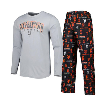 Men's Gray, Black San Francisco Giants Breakthrough Long Sleeve Top and Pants Sleep Set