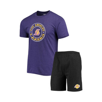 Men's Black, Purple Los Angeles Lakers T-shirt and Shorts Sleep Set