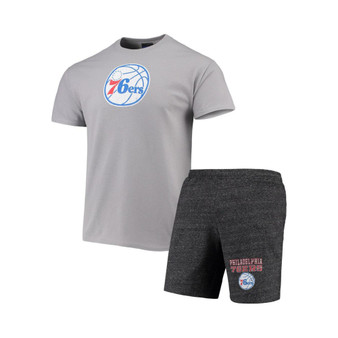 Men's Gray, Heathered Charcoal Philadelphia 76ers Pitch T-shirt and Shorts Set