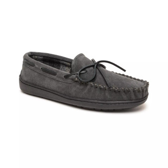 Men's Plaid Lined Hard Sole Moccasin Slippers