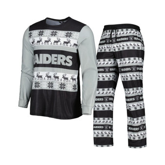 Men's Black Las Vegas Raiders Team Ugly Pajama Set