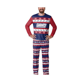Men's Navy New York Giants Team Ugly Pajama Set