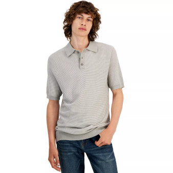 Men's Short-Sleeved Polo Twist Sweater, Created for Macy's