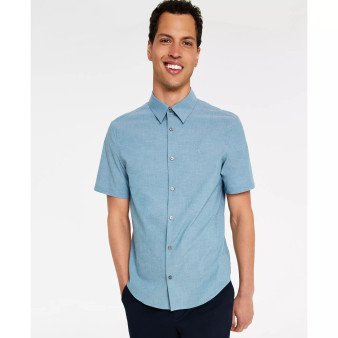 Men's Stretch Slim Fit End-On-End Short-Sleeve Shirt