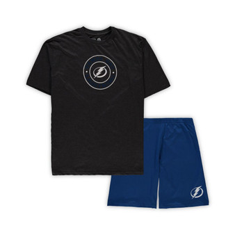 Men's Blue, Heathered Charcoal Tampa Bay Lightning Big and Tall T-shirt and Shorts Sleep Set