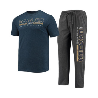 Men's Heathered Charcoal, Navy Georgia Southern Eagles Meter T-shirt and Pants Sleep Set