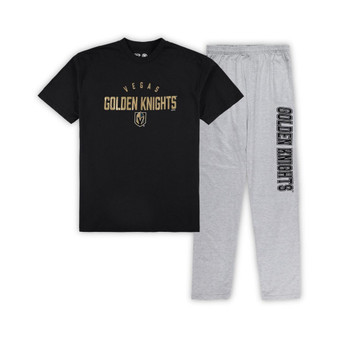 Men's Vegas Golden Knights Black, Heather Gray Big and Tall T-shirt and Pants Lounge Set