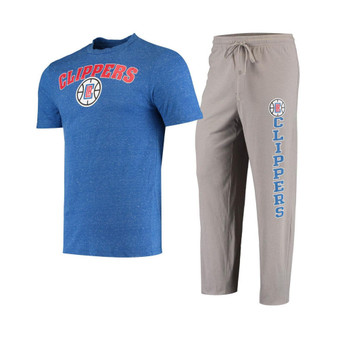 Men's Gray, Royal LA Clippers Top and Pants Sleep Set
