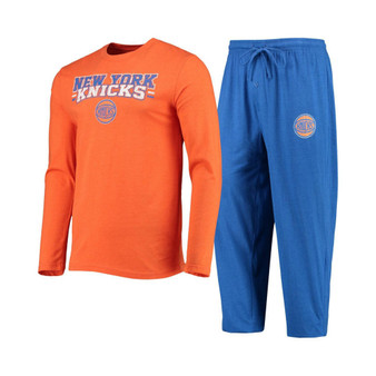 Men's Blue, Orange New York Knicks Long Sleeve T-Shirt & Pants Sleep Set