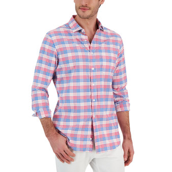 Men's Malia Classic-Fit Plaid Button-Down Tech Shirt, Created for Macy's