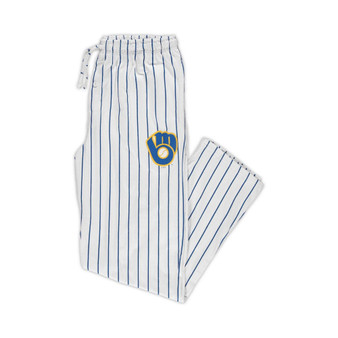 Men's White, Royal Milwaukee Brewers Big and Tall Pinstripe Sleep Pants