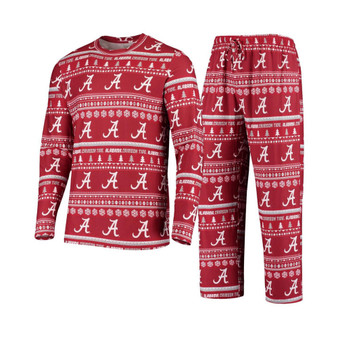 Men's Crimson Alabama Crimson Tide Ugly Sweater Knit Long Sleeve Top and Pant Set
