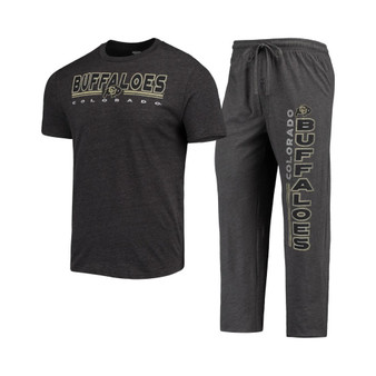 Men's Heathered Charcoal, Black Colorado Buffaloes Meter T-shirt and Pants Sleep Set