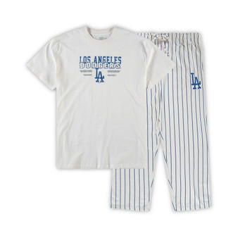 Men's White, Royal Los Angeles Dodgers Big and Tall Pinstripe Sleep Set