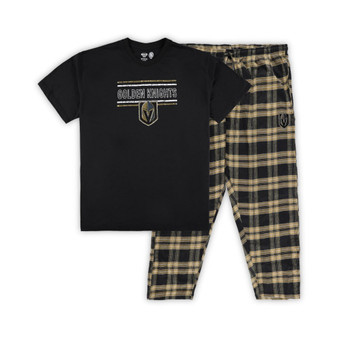 Men's Black, Gold Vegas Golden Knights Big and Tall T-shirt and Pajama Pants Sleep Set