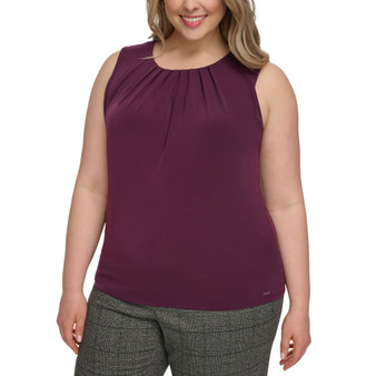 Plus Size Pleat-Neck Sleeveless Camisole Top