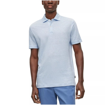 Men's Regular-Fit Two-Tone Linen Polo Shirt