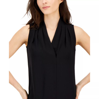 Women's Draped V-Neck Sleeveless Shell Top