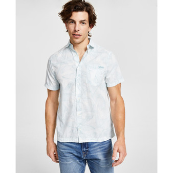 Men's Collins Stencil Leaf Print Short-Sleeve Shirt