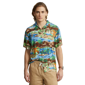 Men's Classic-Fit Printed Poplin Camp Shirt