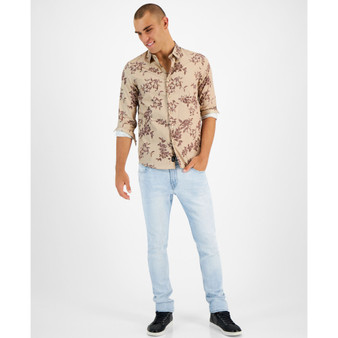 Men's Lux Leopard Vines Printed Button-Down Shirt